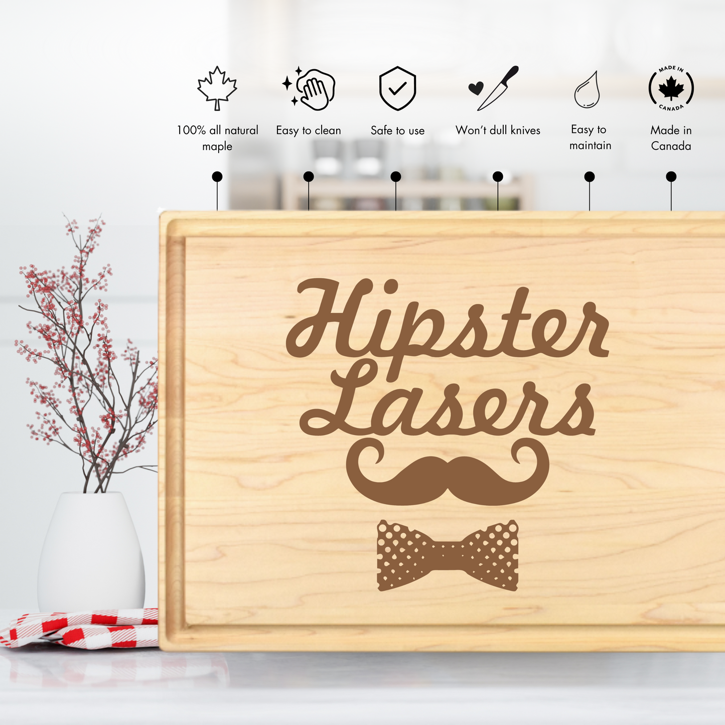 Floral Customizable Cutting Board - Premium Cutting Boards from Hipster Lasers - Just $90! Shop now at Hipster Lasers