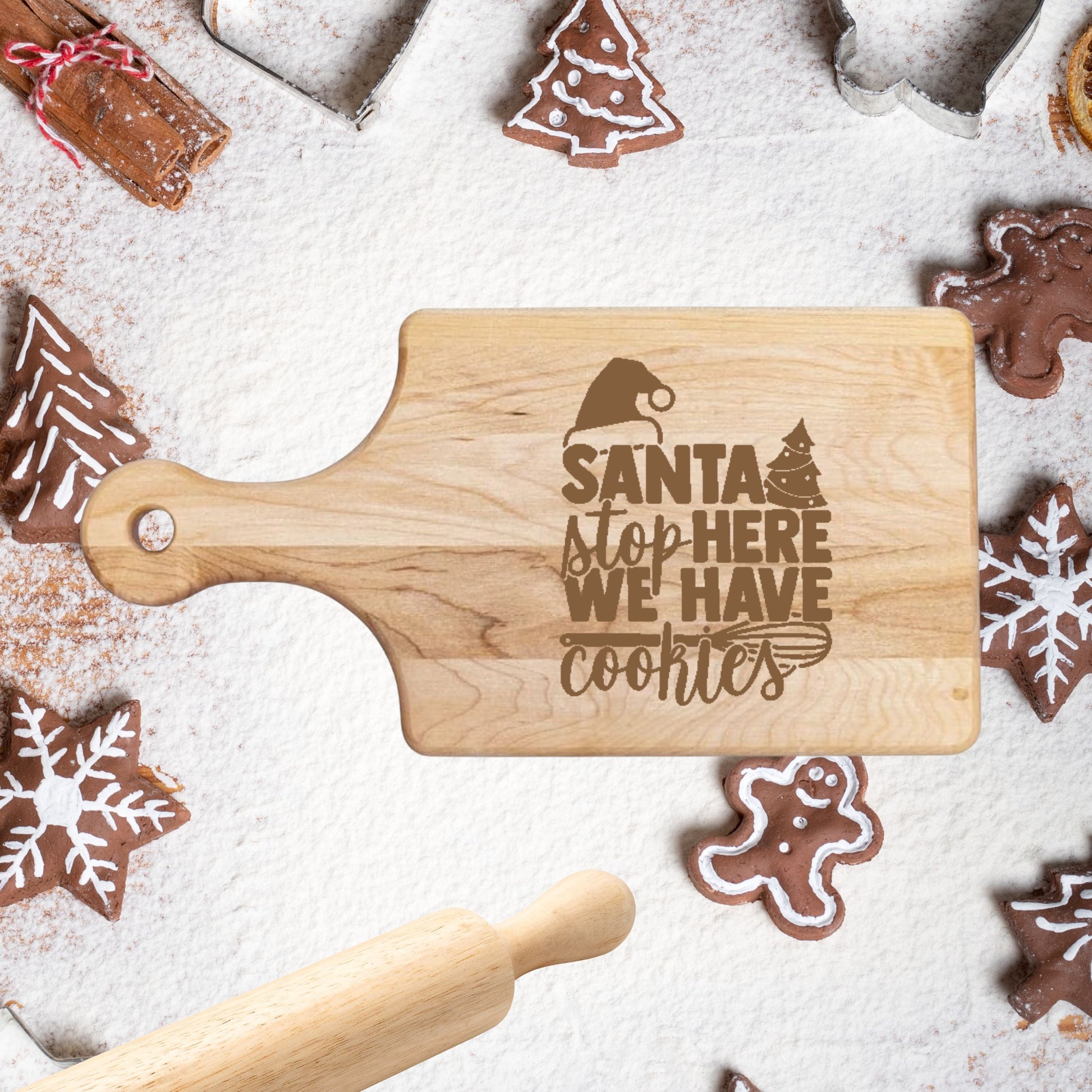 Santa Stop Here Cutting Board - Premium Cutting Boards from Hipster Lasers - Just $40! Shop now at Hipster Lasers