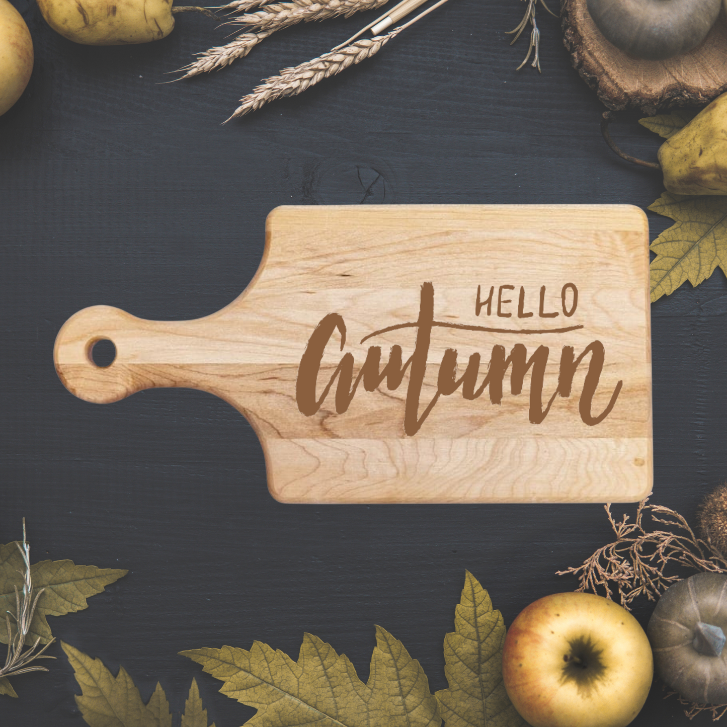 Hello Autumn Design Cutting Board - Premium Cutting Boards from Hipster Lasers - Just $40! Shop now at Hipster Lasers