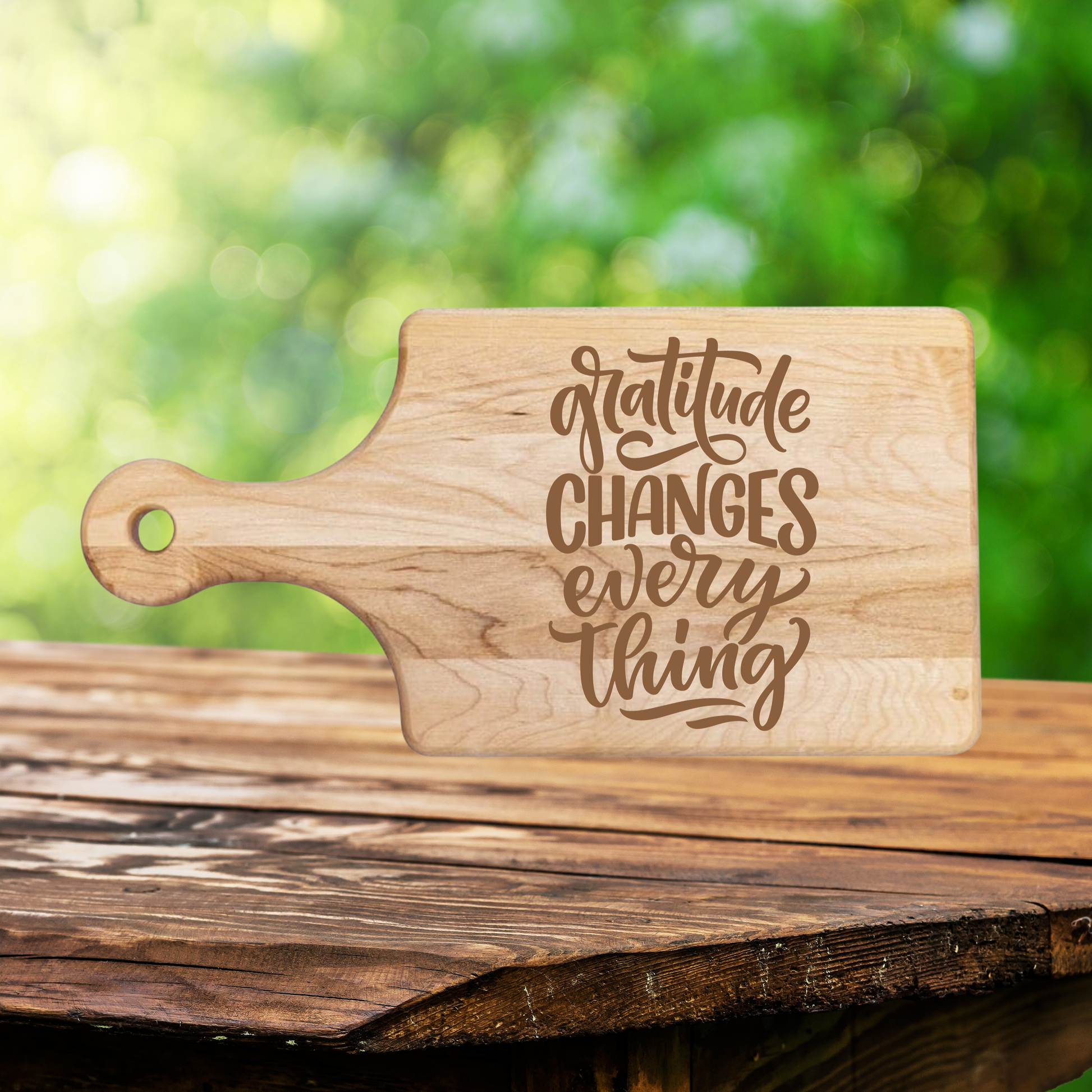 Gratitude Changes Everything Cutting Board - Premium Cutting Boards from Hipster Lasers - Just $70! Shop now at Hipster Lasers