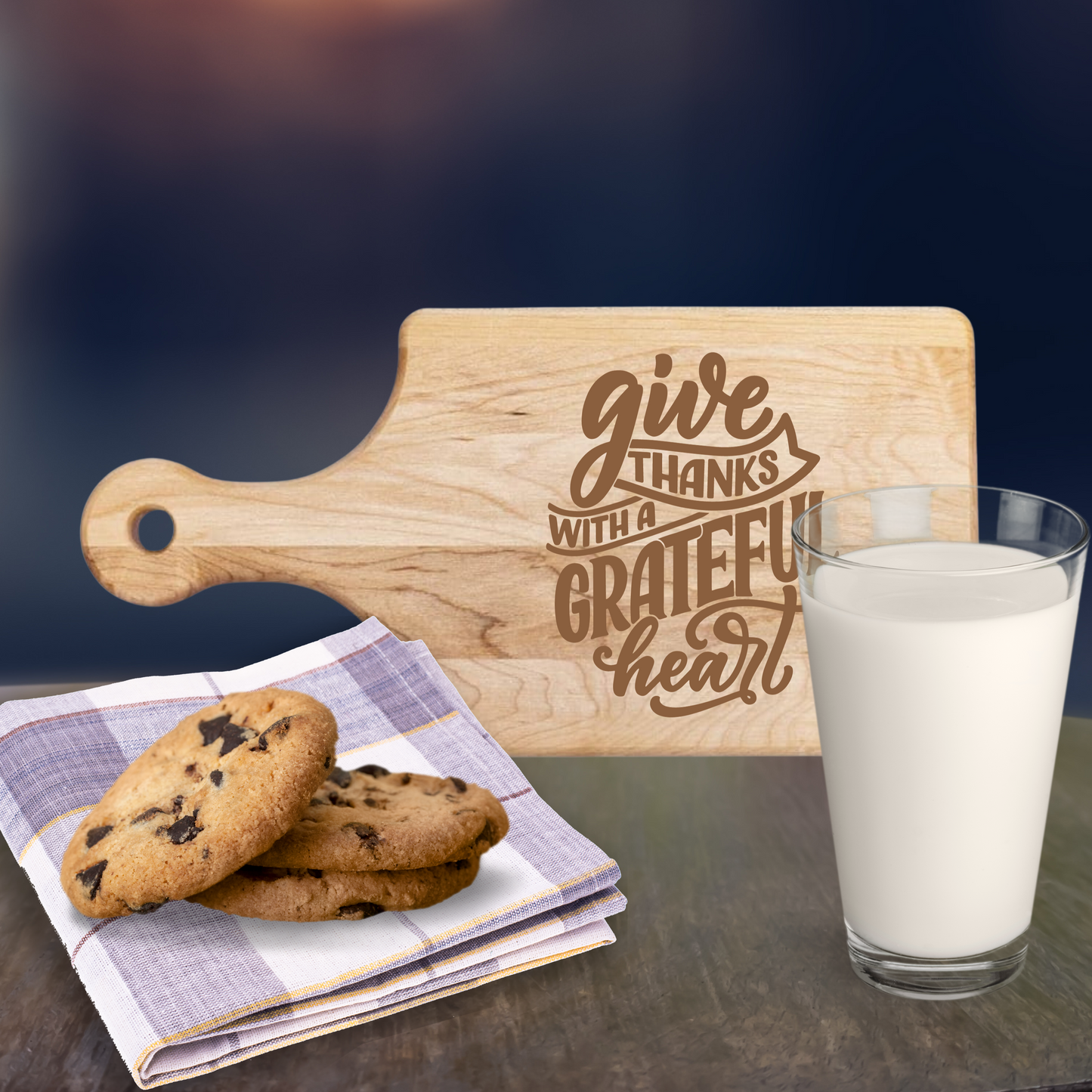 Give Thanks With A Grateful Heart Cutting Board - Premium Cutting Boards from Hipster Lasers - Just $70! Shop now at Hipster Lasers