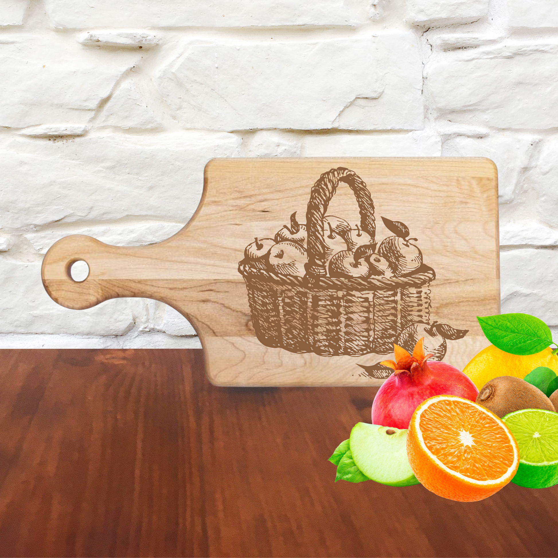 Farmhouse Basket of Apples Cutting Board - Premium Cutting Boards from Hipster Lasers - Just $70! Shop now at Hipster Lasers