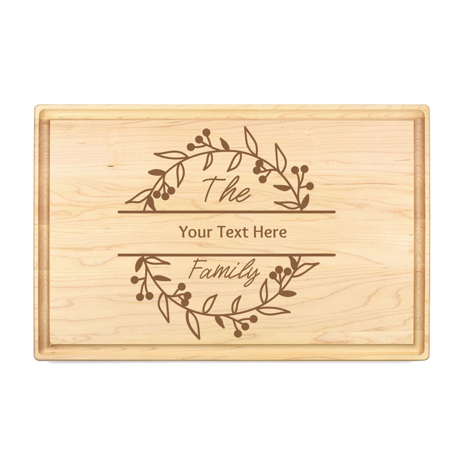 Custom Family Wreath Cutting Board - Premium Cutting Boards from Hipster Lasers - Just $90! Shop now at Hipster Lasers