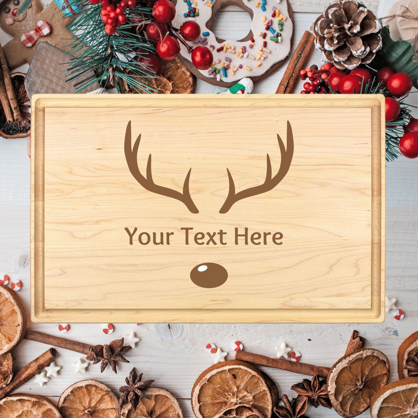 Custom Rudolph Smiles Cutting Board - Premium Cutting Boards from Hipster Lasers - Just $90! Shop now at Hipster Lasers