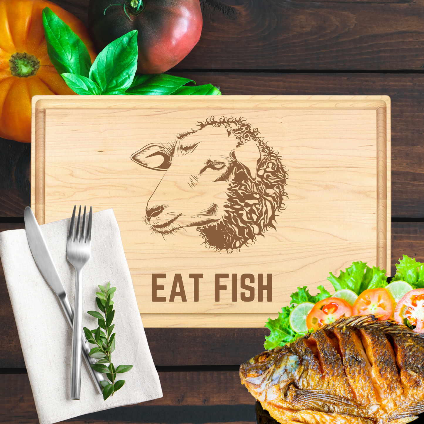 Eat Fish Cutting Board - Premium Cutting Boards from Hipster Lasers - Just $40! Shop now at Hipster Lasers