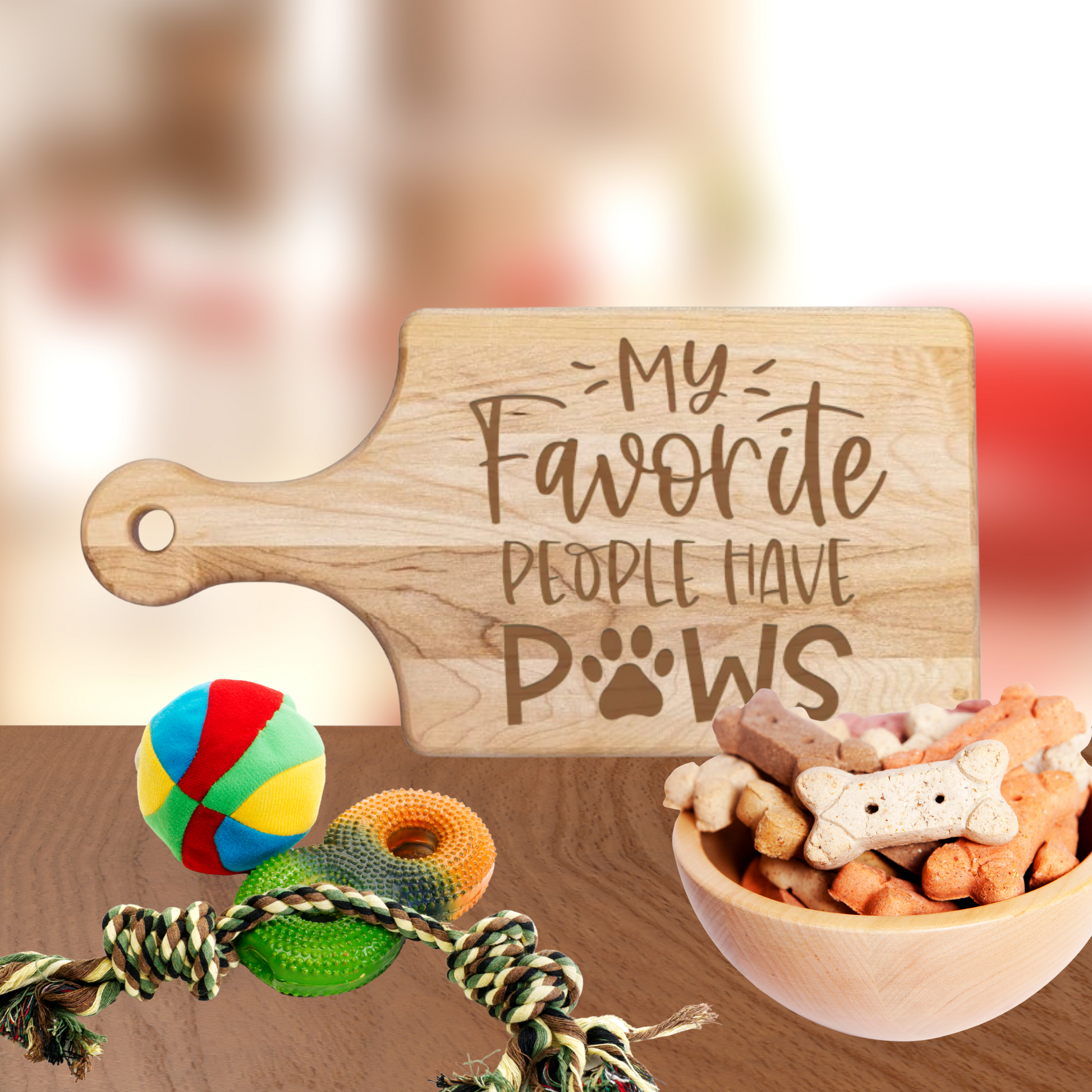 My Favorite People Have Paws Cutting Board - Premium Cutting Boards from Hipster Lasers - Just $70! Shop now at Hipster Lasers