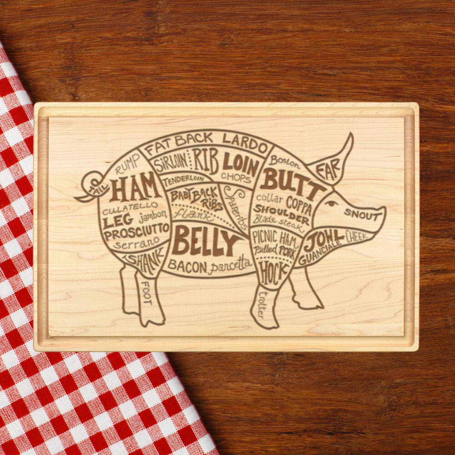 Pig Cuts Cutting Board - Premium Cutting Boards from Hipster Lasers - Just $40! Shop now at Hipster Lasers