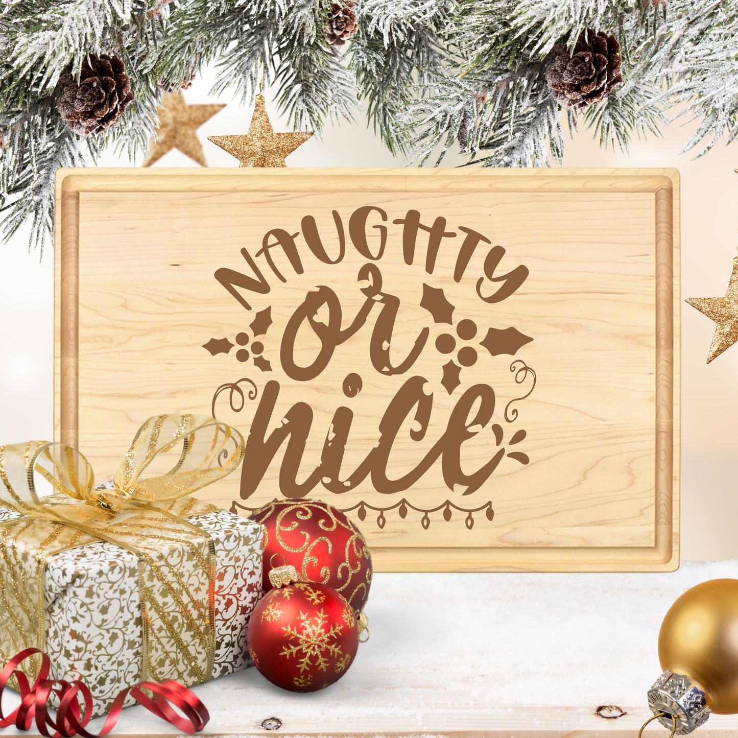 Naughty or Nice Cutting Board - Premium Cutting Boards from Hipster Lasers - Just $40! Shop now at Hipster Lasers