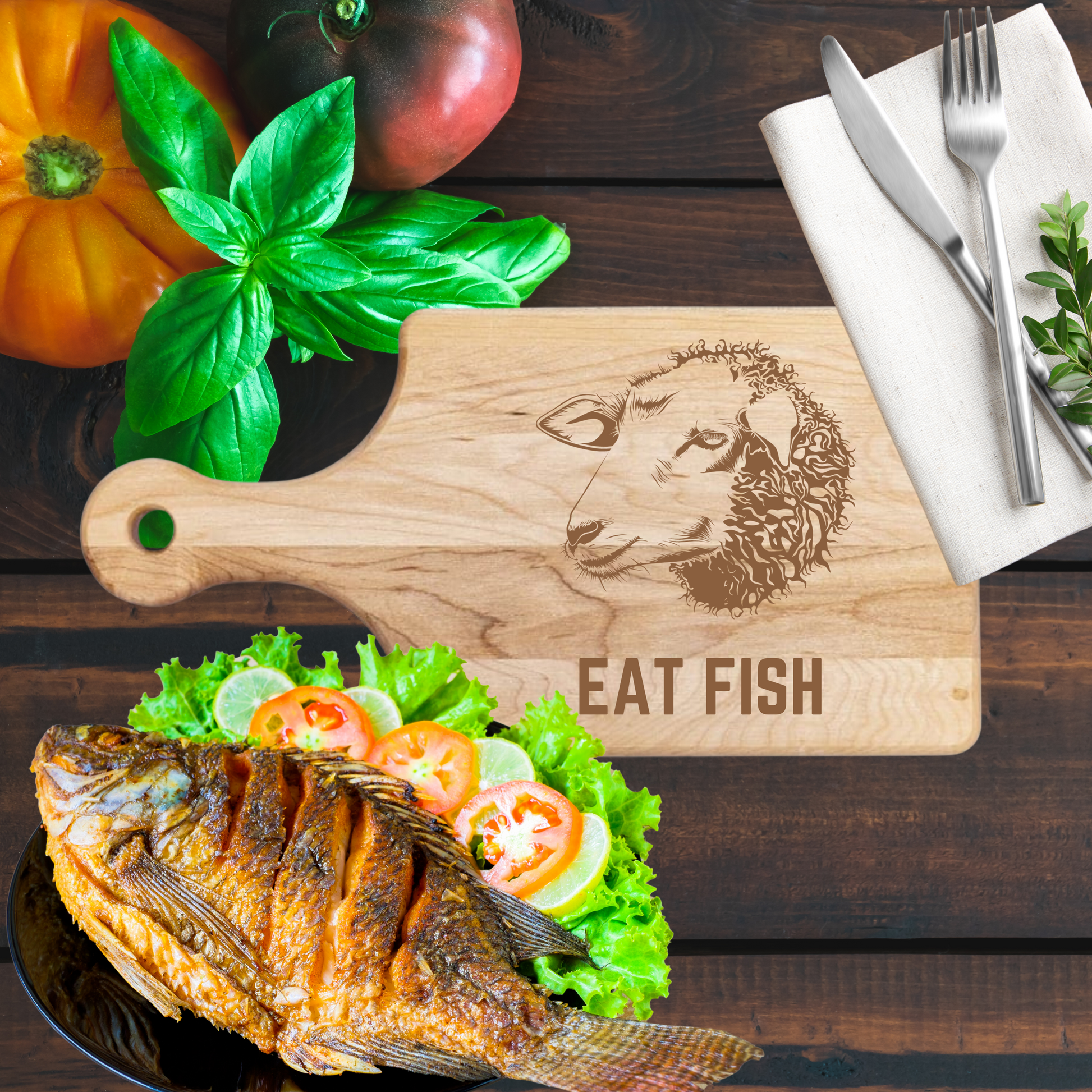 Eat Fish Cutting Board - Premium Cutting Boards from Hipster Lasers - Just $70! Shop now at Hipster Lasers
