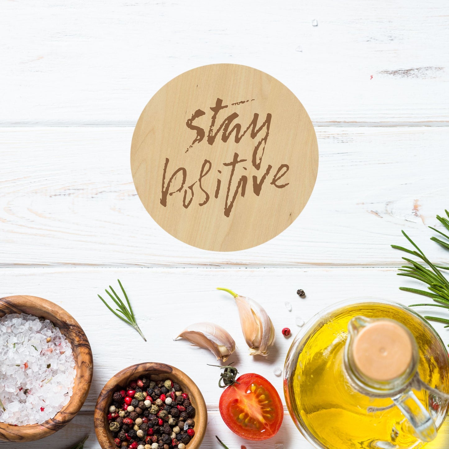 Stay Positive Coaster - Premium Coasters from Hipster Lasers - Just $10! Shop now at Hipster Lasers