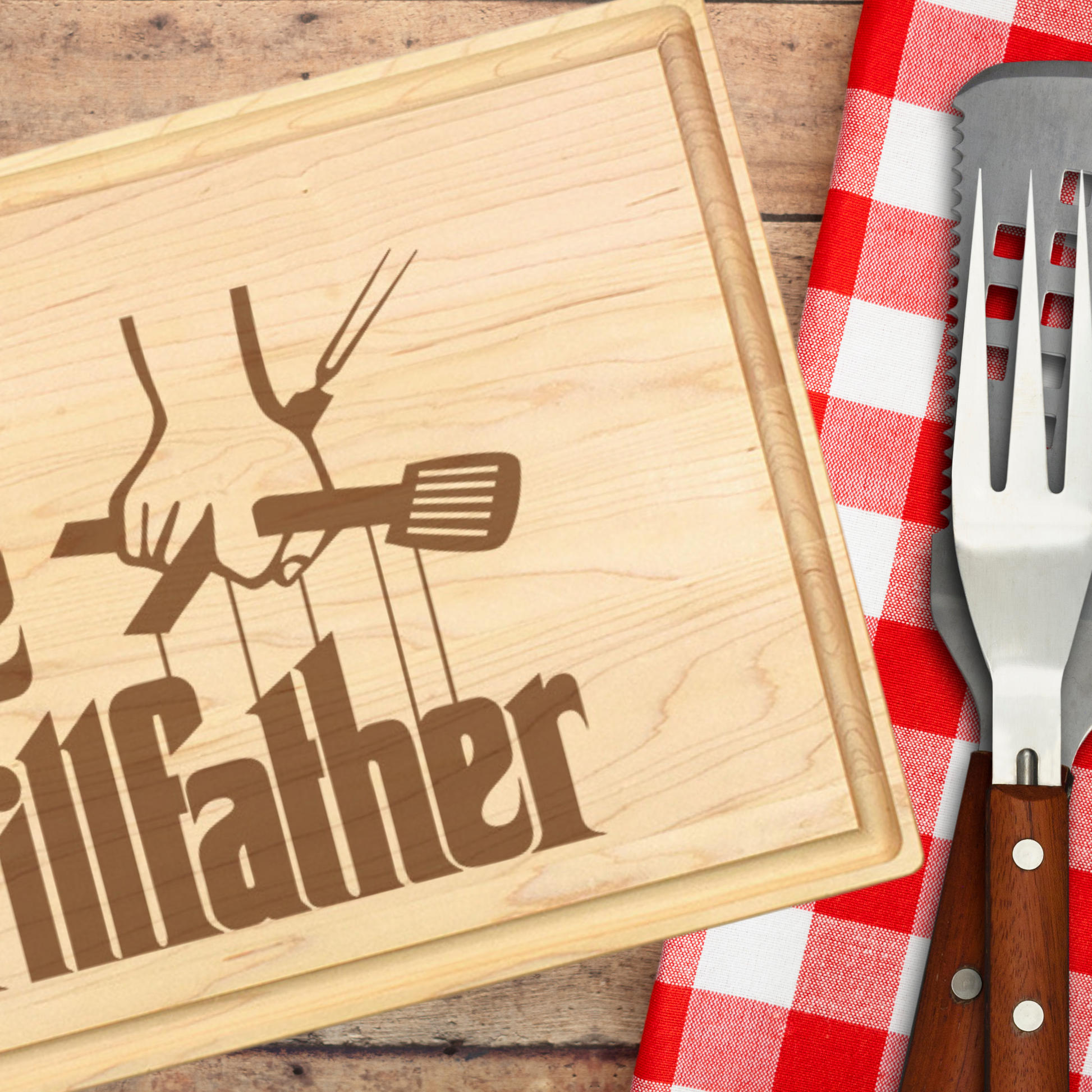 The Grill Father Customizable Cutting Board - Premium Cutting Boards from Hipster Lasers - Just $130! Shop now at Hipster Lasers
