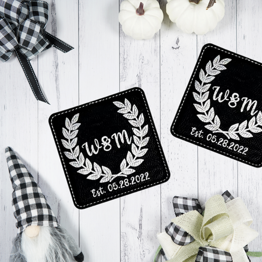 Custom Black Leather Coaster (Set of 4) - Premium Coasters from Hipster Lasers - Just $40! Shop now at Hipster Lasers