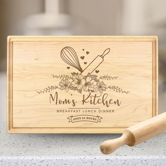 Mom's Kitchen Customizable Cutting Board - Premium Cutting Boards from Hipster Lasers - Just $90! Shop now at Hipster Lasers