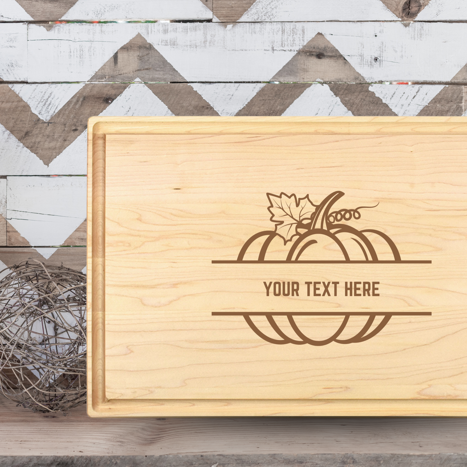 Custom Maple Pumpkin Patch Cutting Board - Premium Cutting Boards from Hipster Lasers - Just $90! Shop now at Hipster Lasers