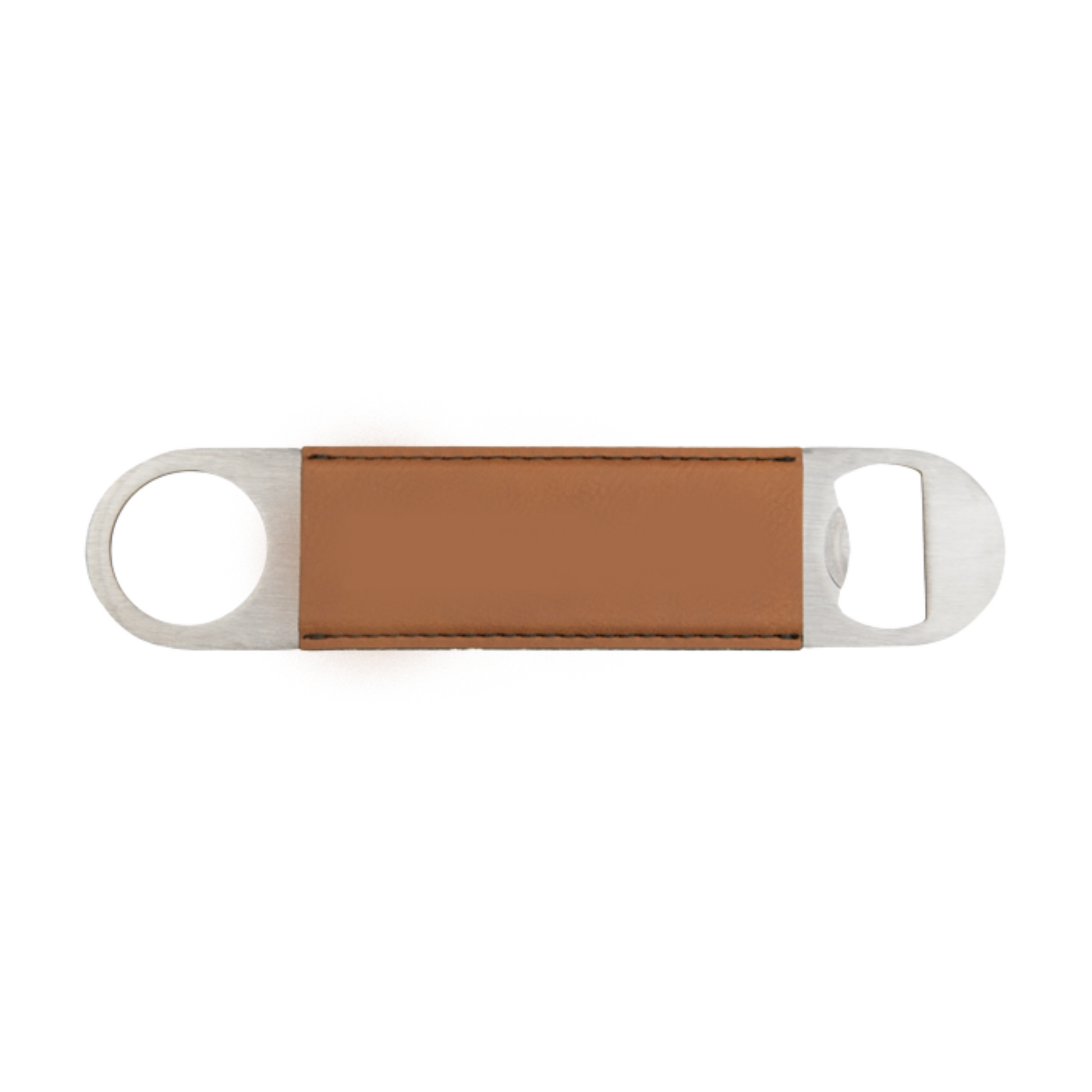 Custom Brown Leather & Metal Bottle Opener - Premium Bottle Openers from Hipster Lasers - Just $20! Shop now at Hipster Lasers